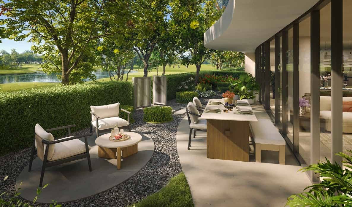 Garden terrace facing the golf course