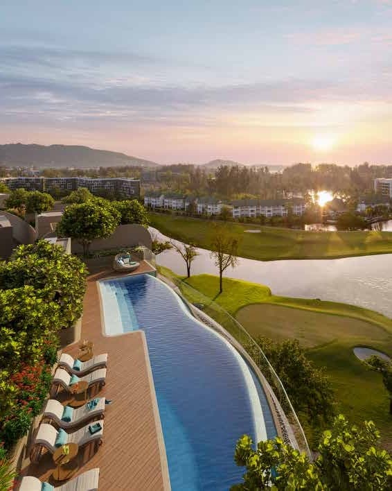 Rooftop pool at sunset