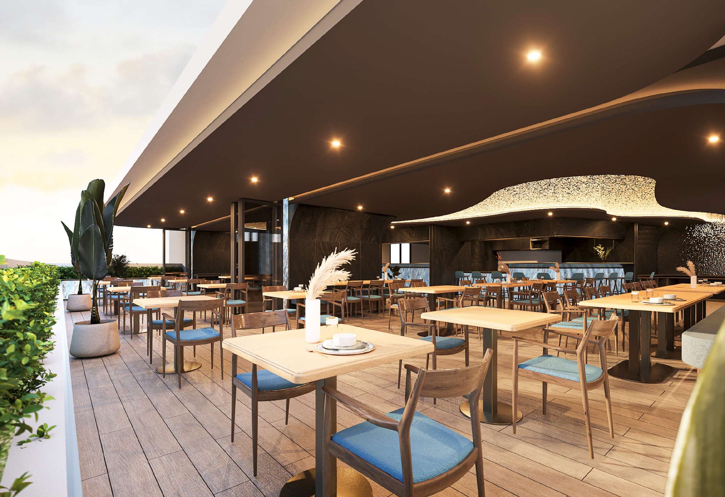 Rooftop restaurant terrace
