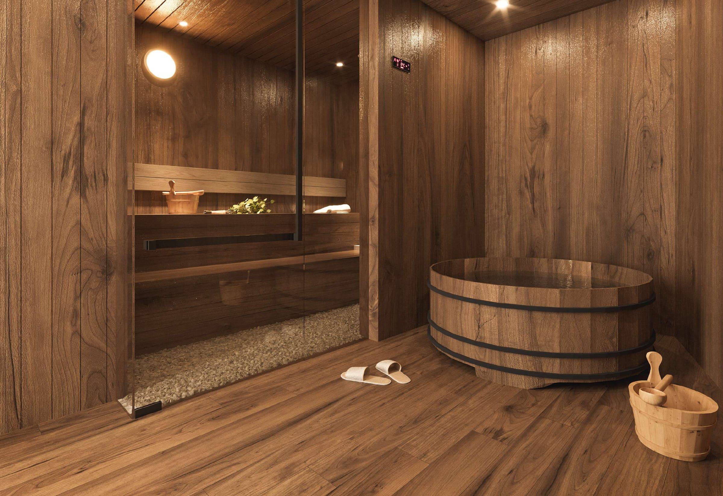 Sauna room and ice bath
