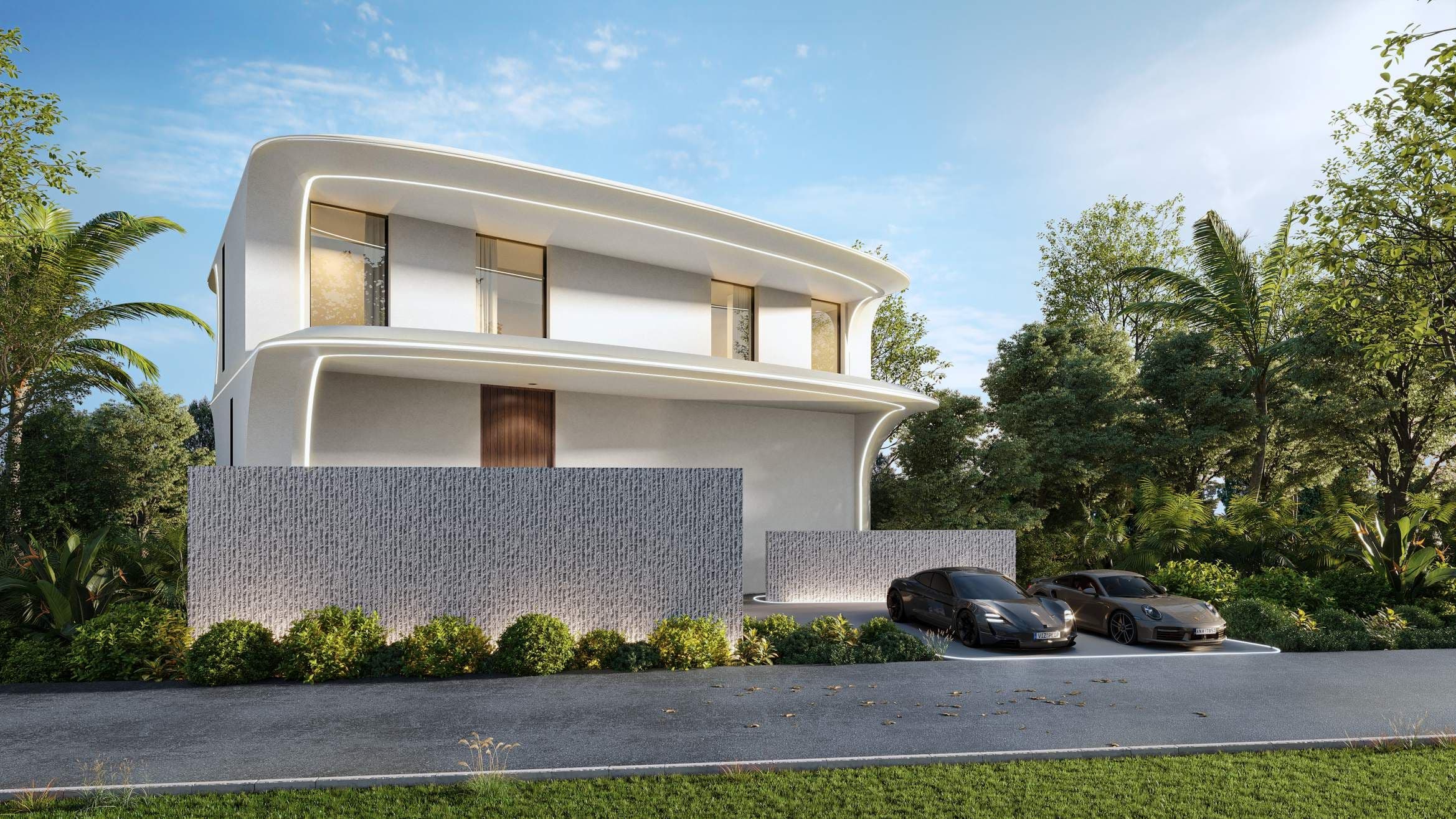 Type C villa entrance and parking