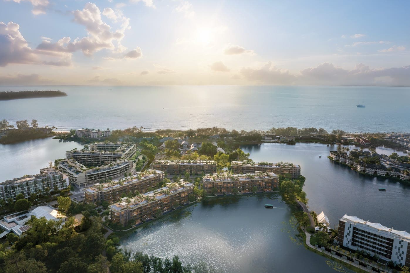 Aerial view of the lagoons towards the Andaman Sea