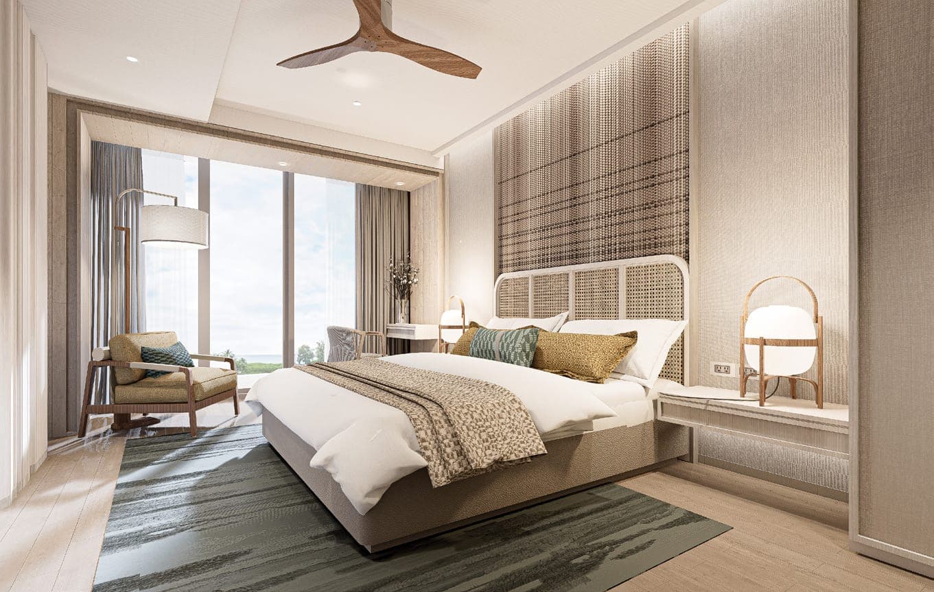 Bedroom with floor-to-ceiling window
