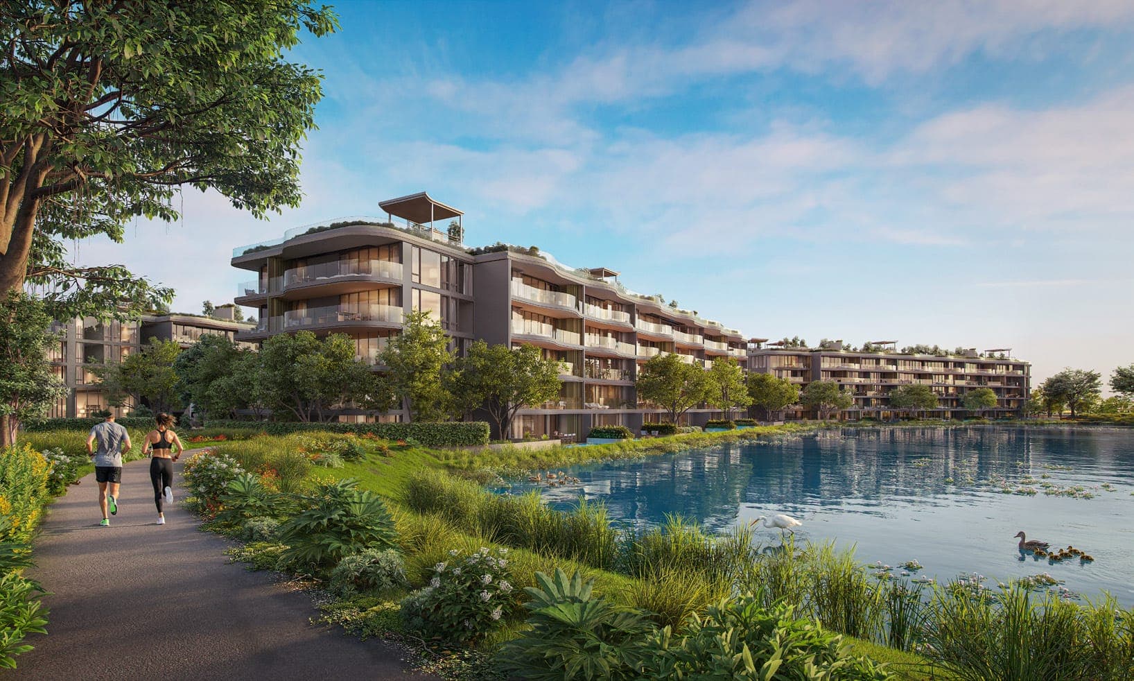Buildings along the lagoon