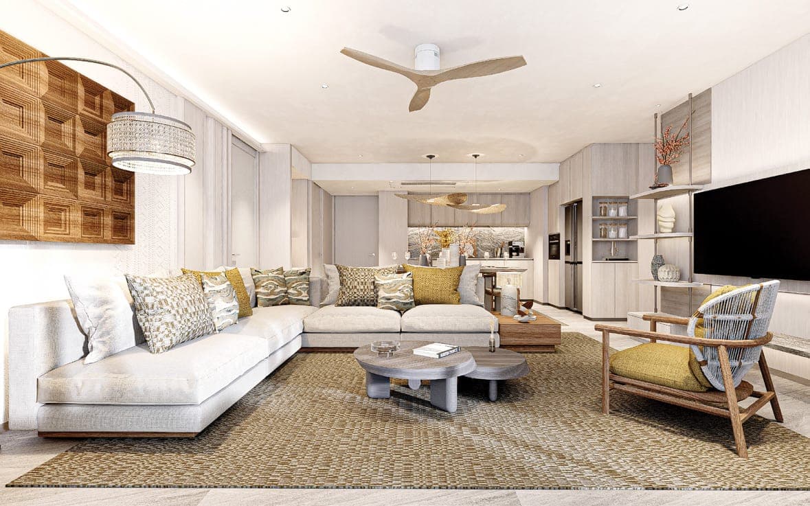 Living room and kitchen