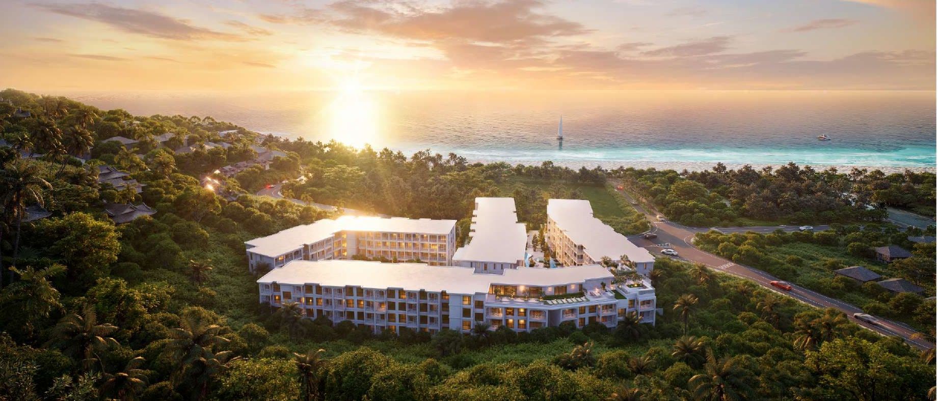 Aerial view of Biancana with the Andaman Sea behind