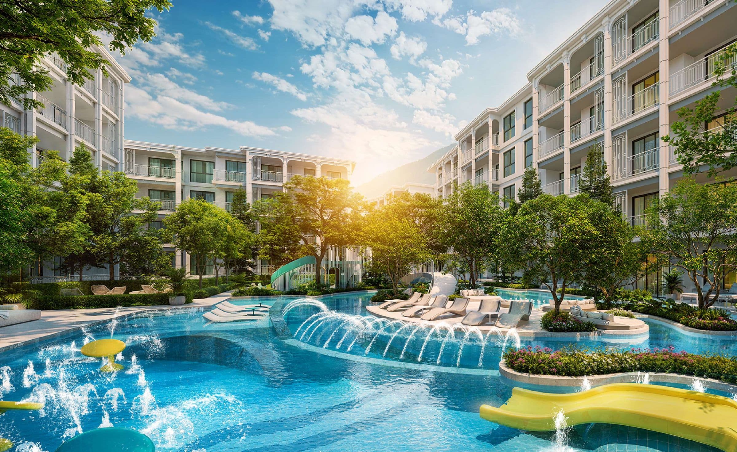 Kids' Aqua Zone with water jets and slides