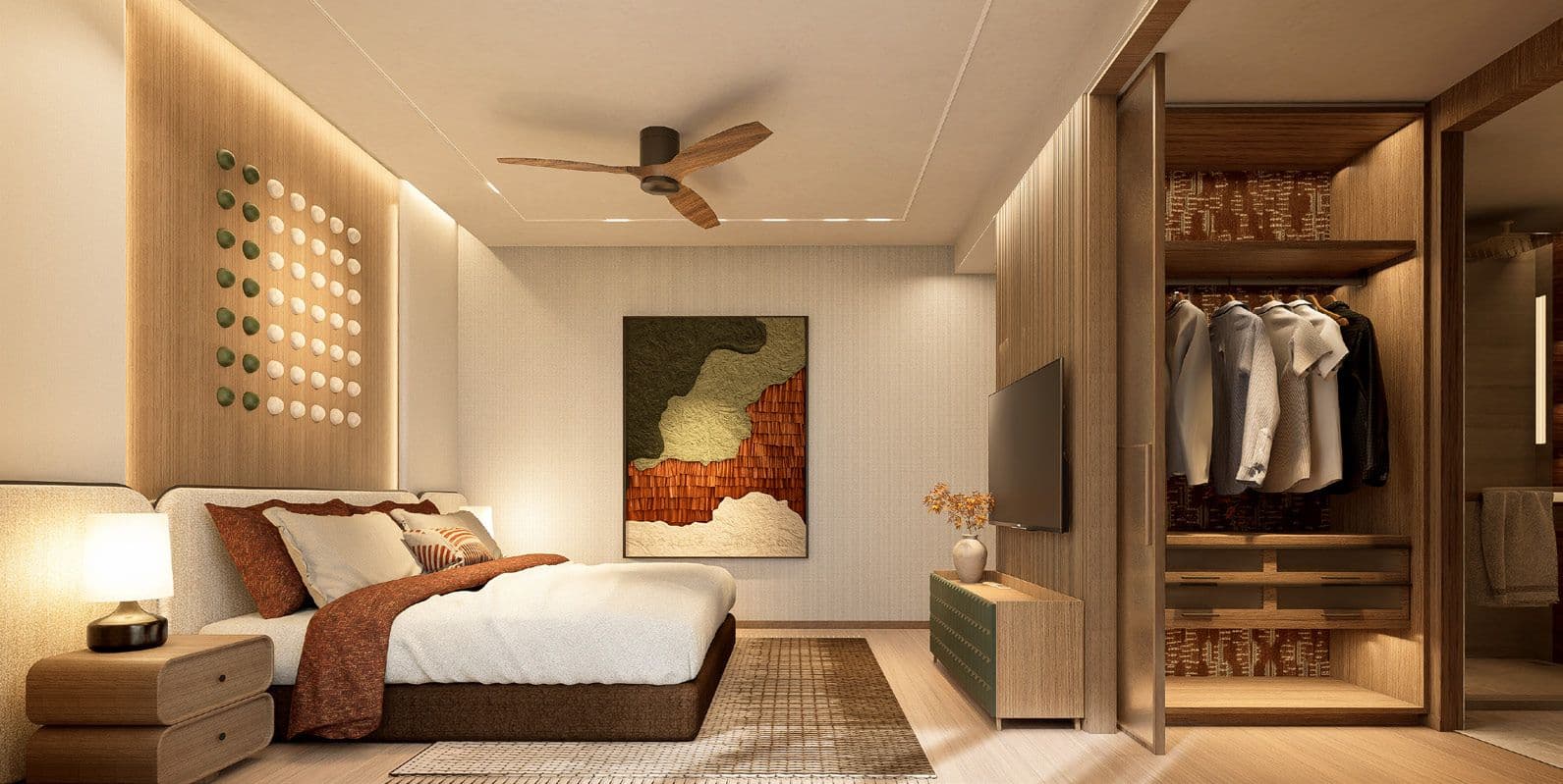 Bedroom with walk-in closet