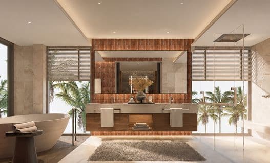 Bathroom with freestanding bath