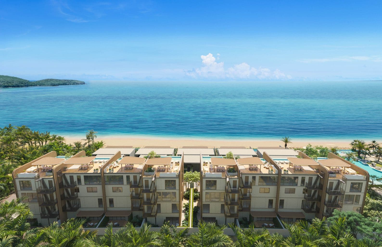 Banyan Tree Beach Residences Varuna townhomes with rooftop pools facing the sea