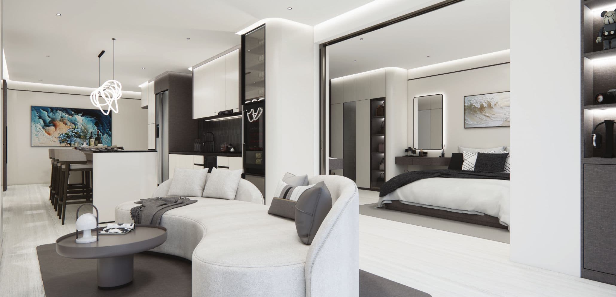 Four-bedroom living and dining