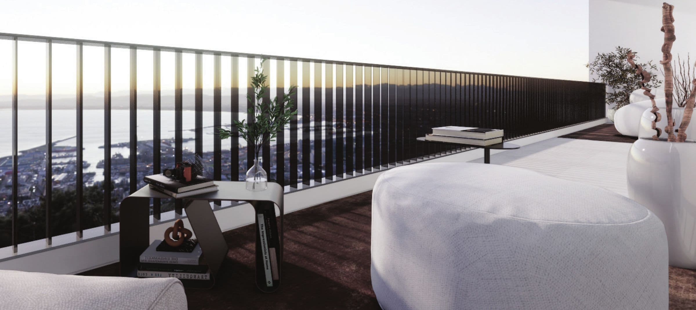 Al fresco balcony with bay view