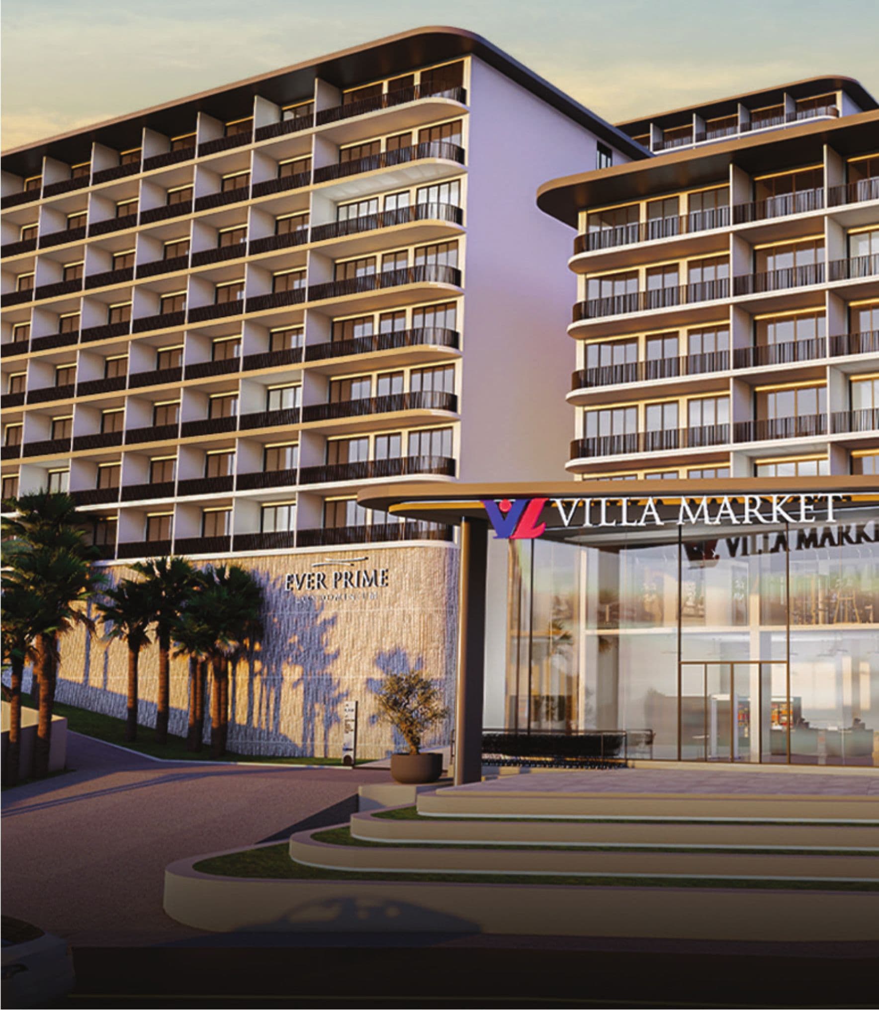 Ever Prime Residences façade with curved balconies