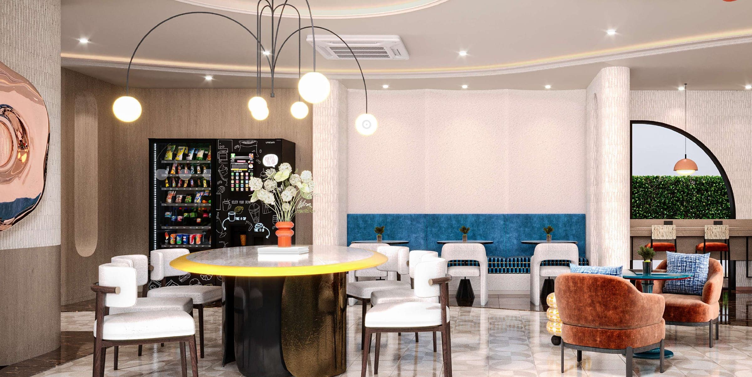 Co-working space and café corner