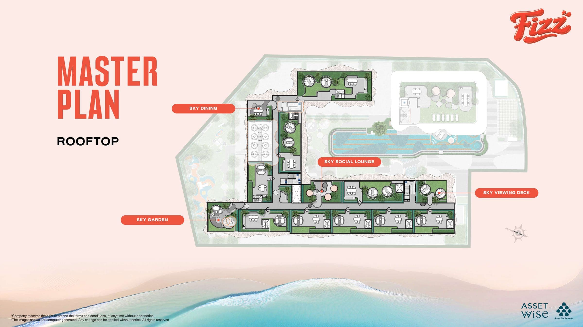 Fizz master plan, rooftop sky garden and social lounge