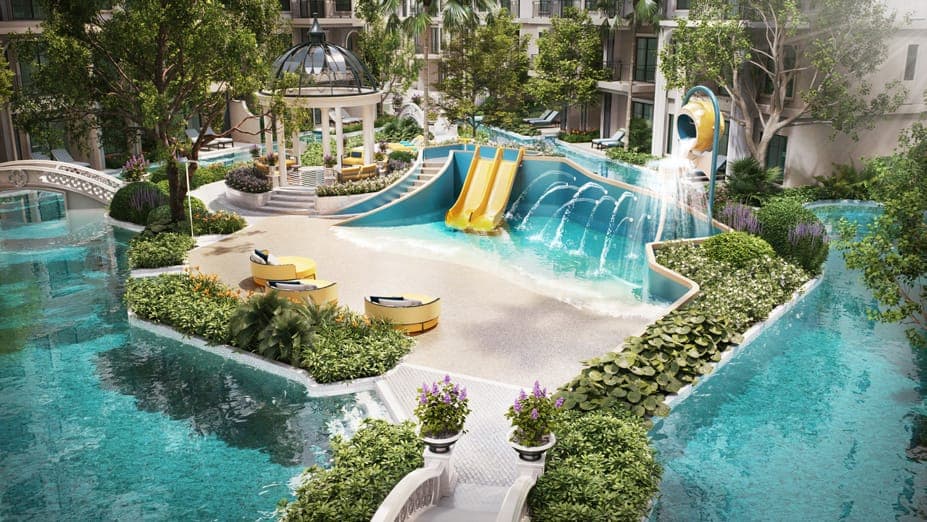 The Paradise Islands with water slides and gazebo