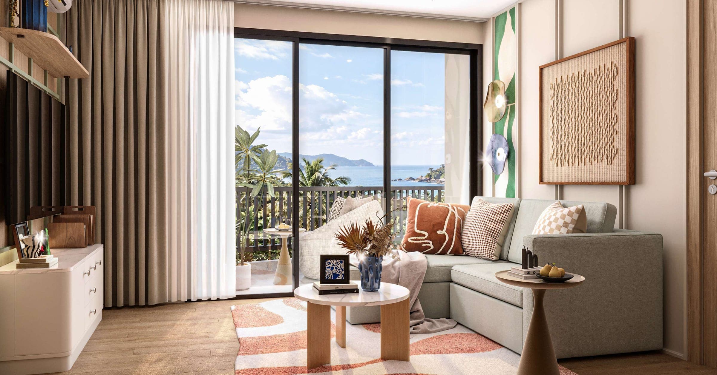 Two-bedroom living room with sea view