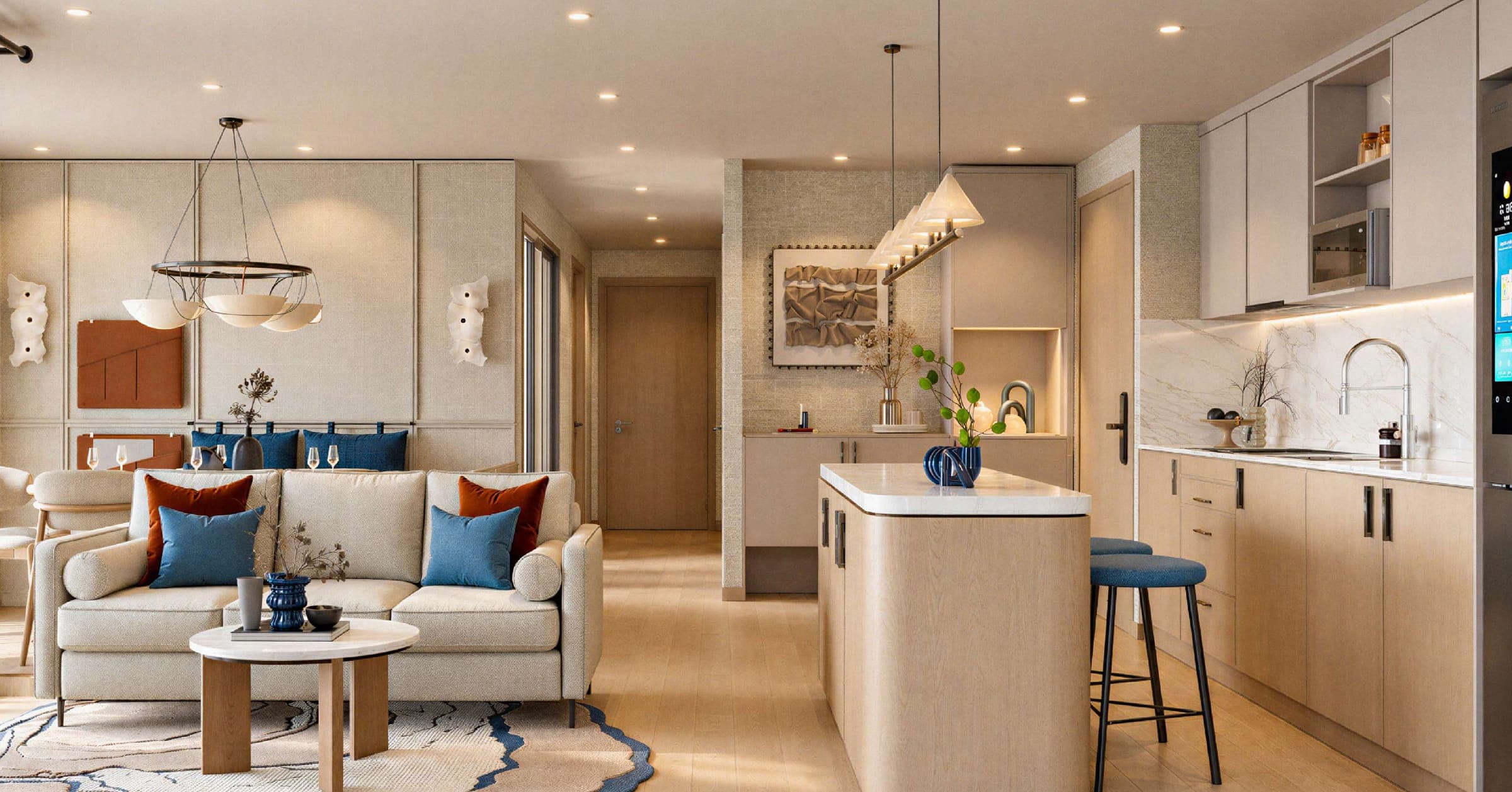 Penthouse kitchen and lounge