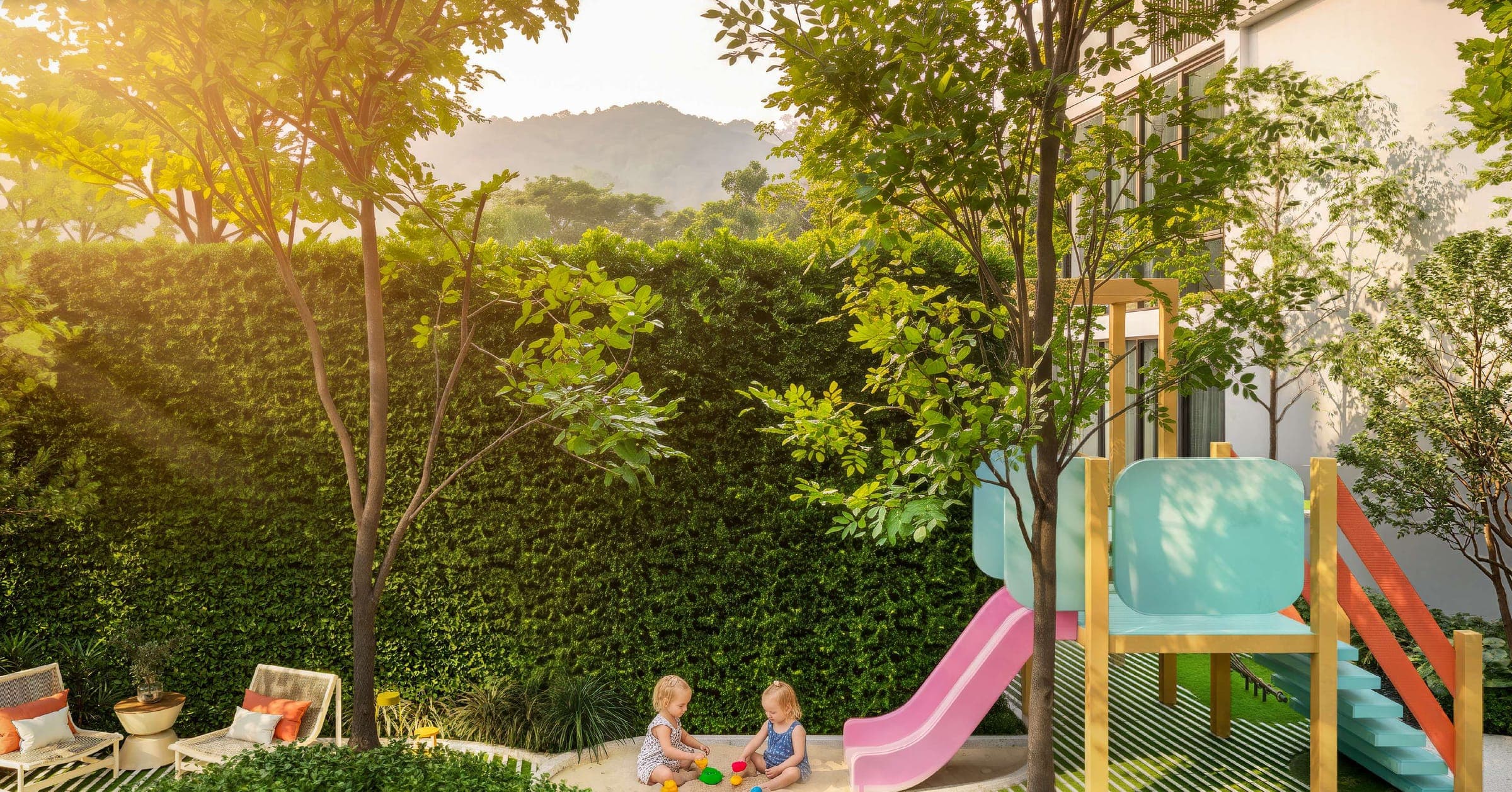 Kids' playground among trees