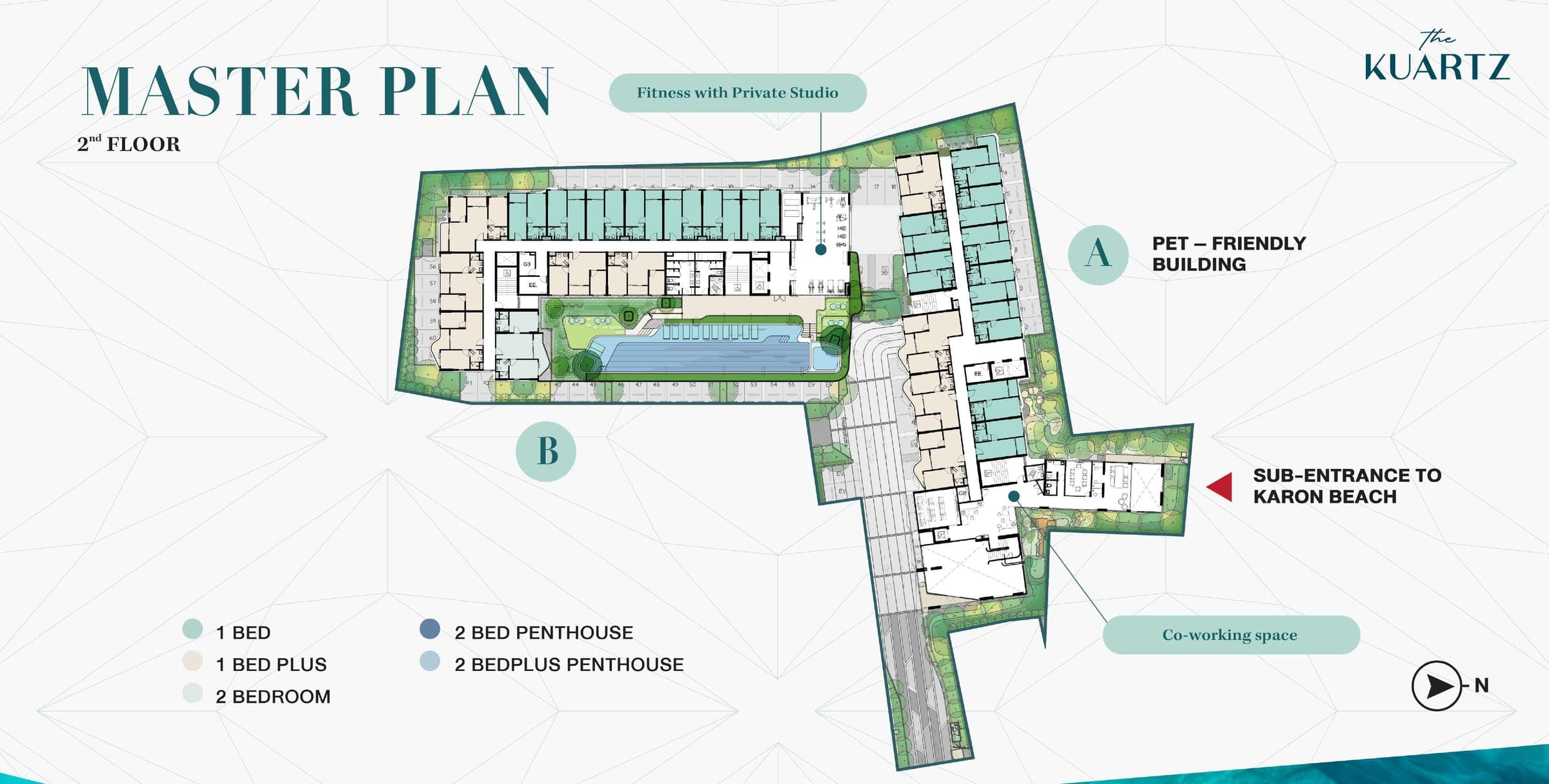 The Kuartz master plan, 2nd floor, Buildings A and B
