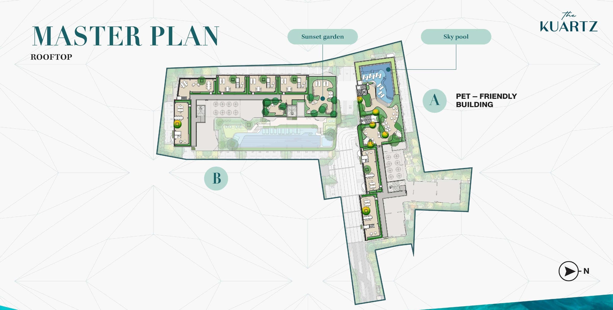 The Kuartz master plan, rooftop with sunset garden and sky pool