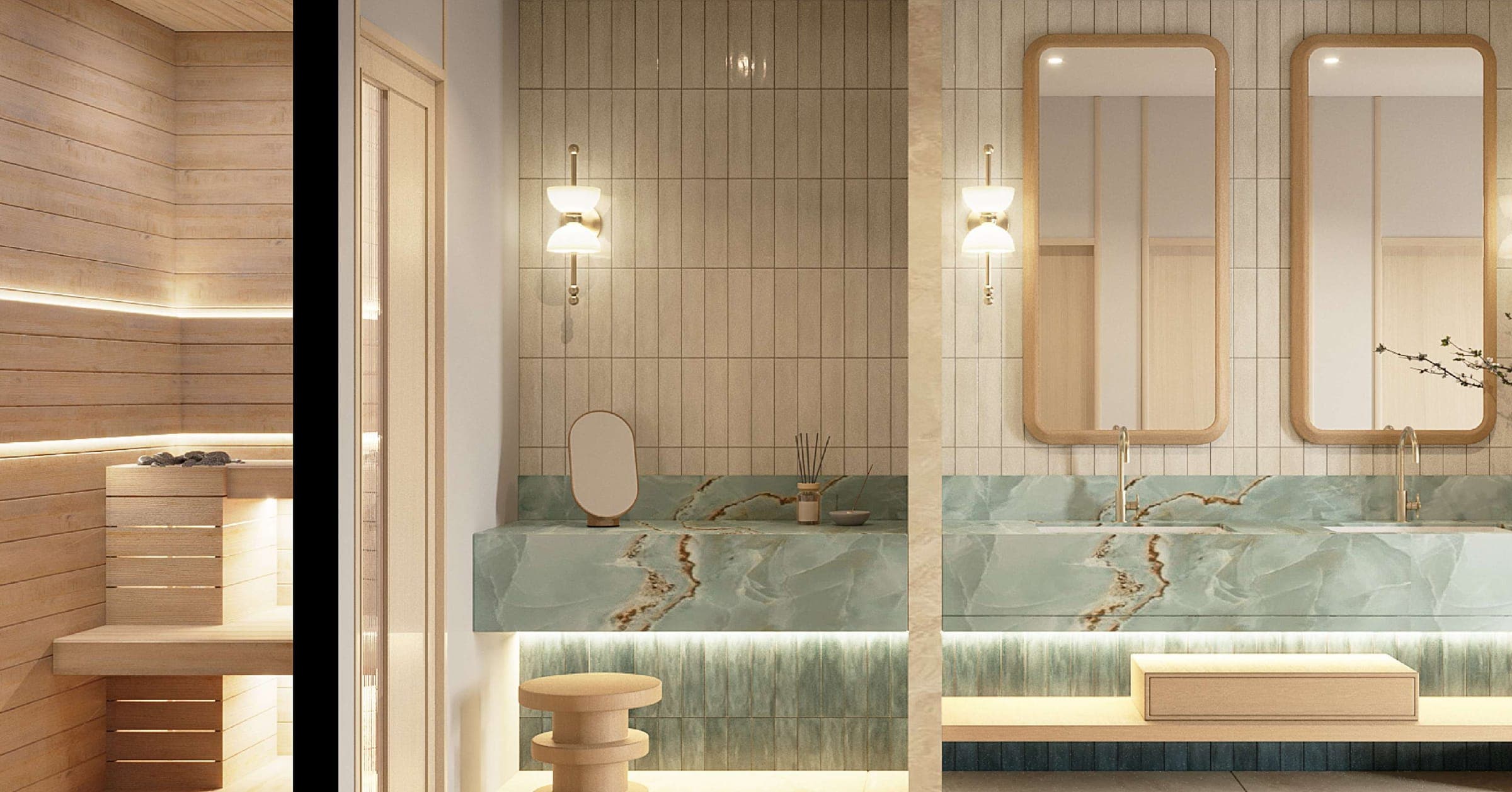 Sauna and changing room vanity
