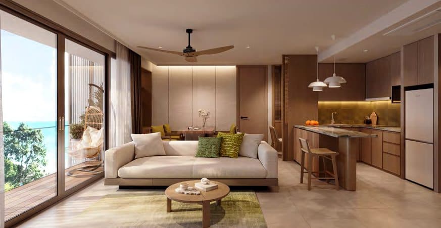 Living room and kitchen