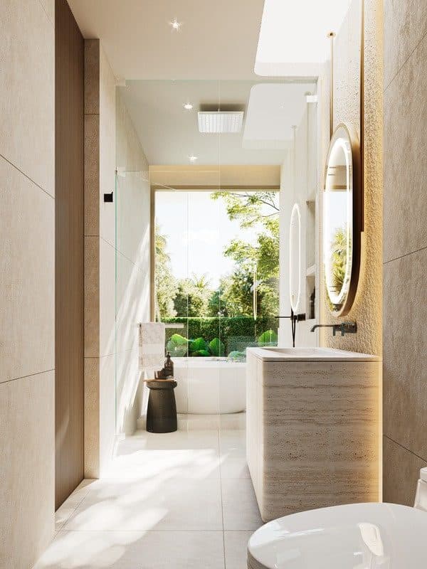 Junior master bathroom with garden view