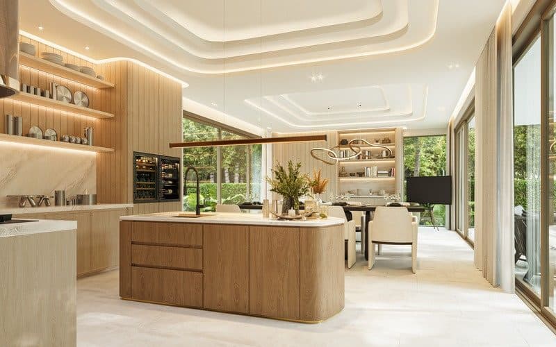 Kitchen with timber island