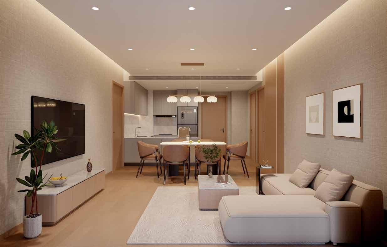 Two-bedroom living and dining