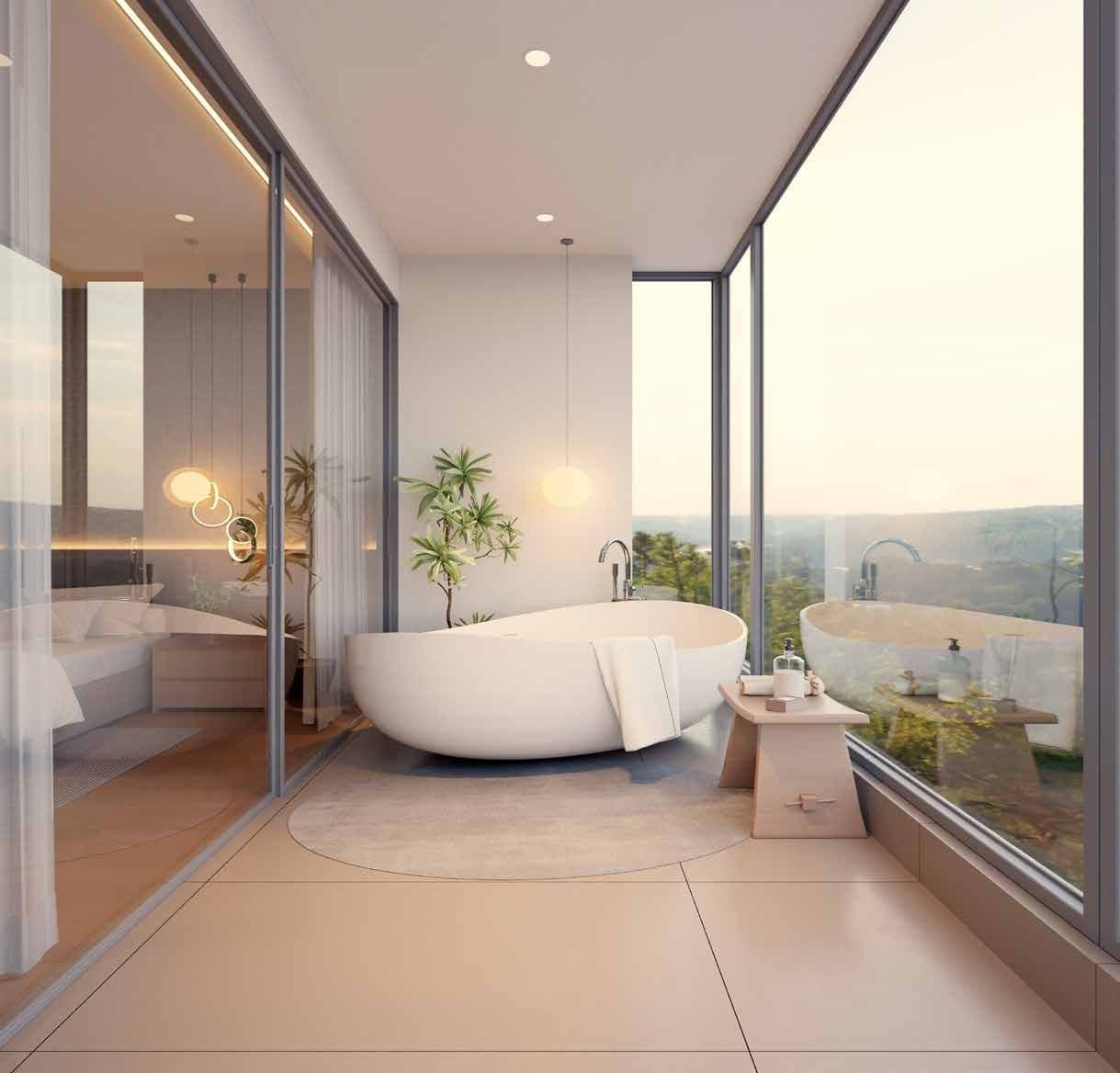Bathroom with freestanding bathtub