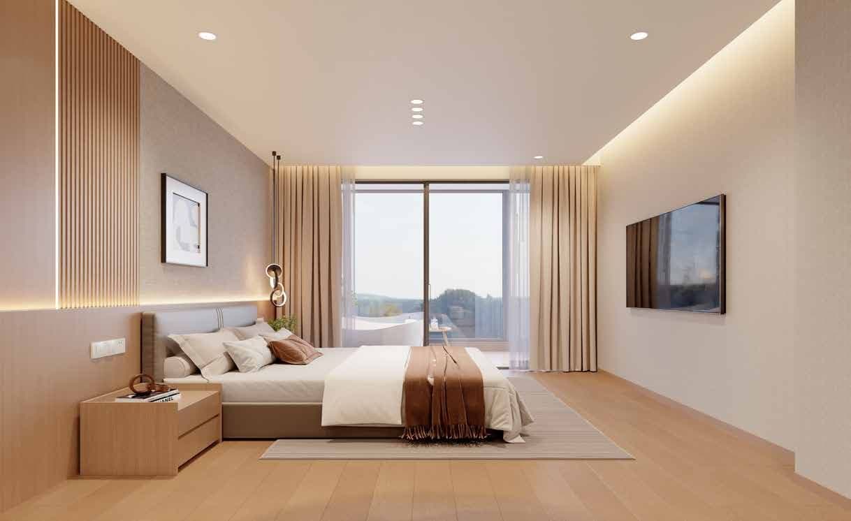 Three-bedroom bedroom with view