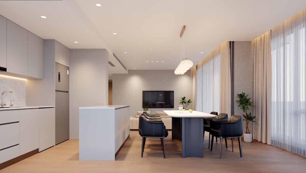 Three-bedroom kitchen and dining