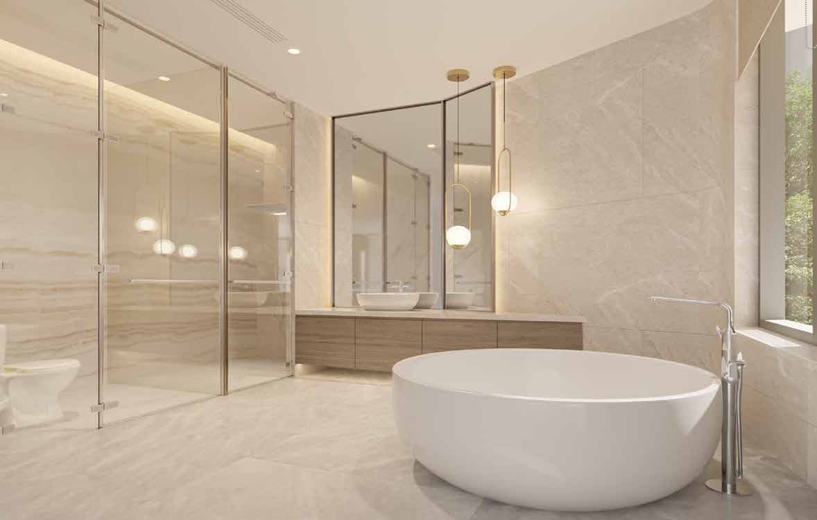 Marble bathroom with freestanding bathtub