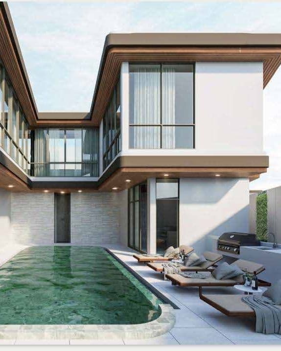 Villa wing above the courtyard pool