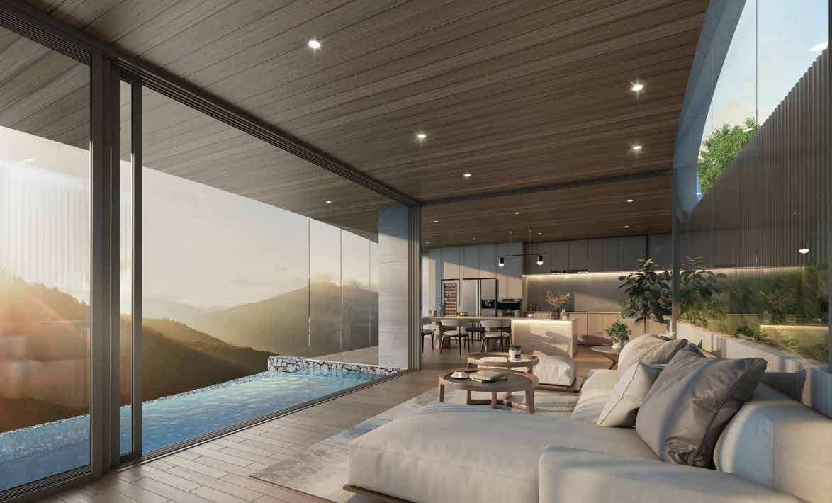 Living area beside the pool
