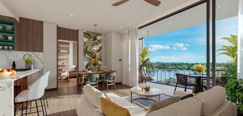 One-bedroom living and kitchen