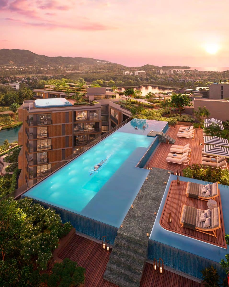 Building and rooftop pool