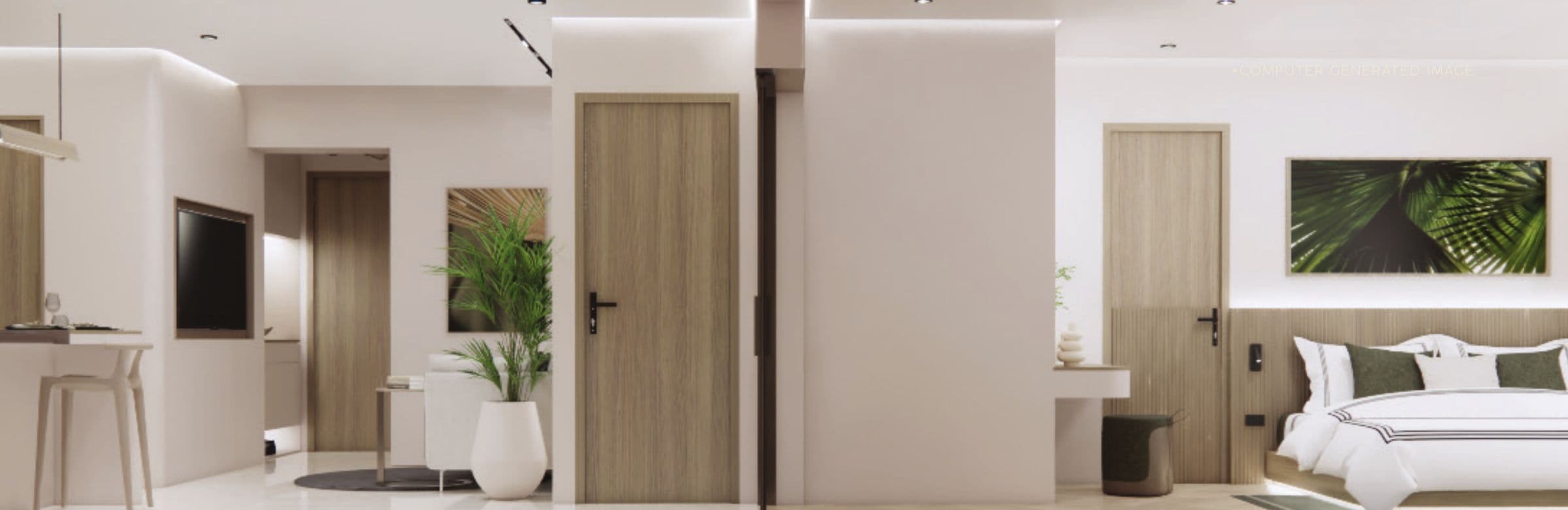 Two-bedroom living area and bedroom