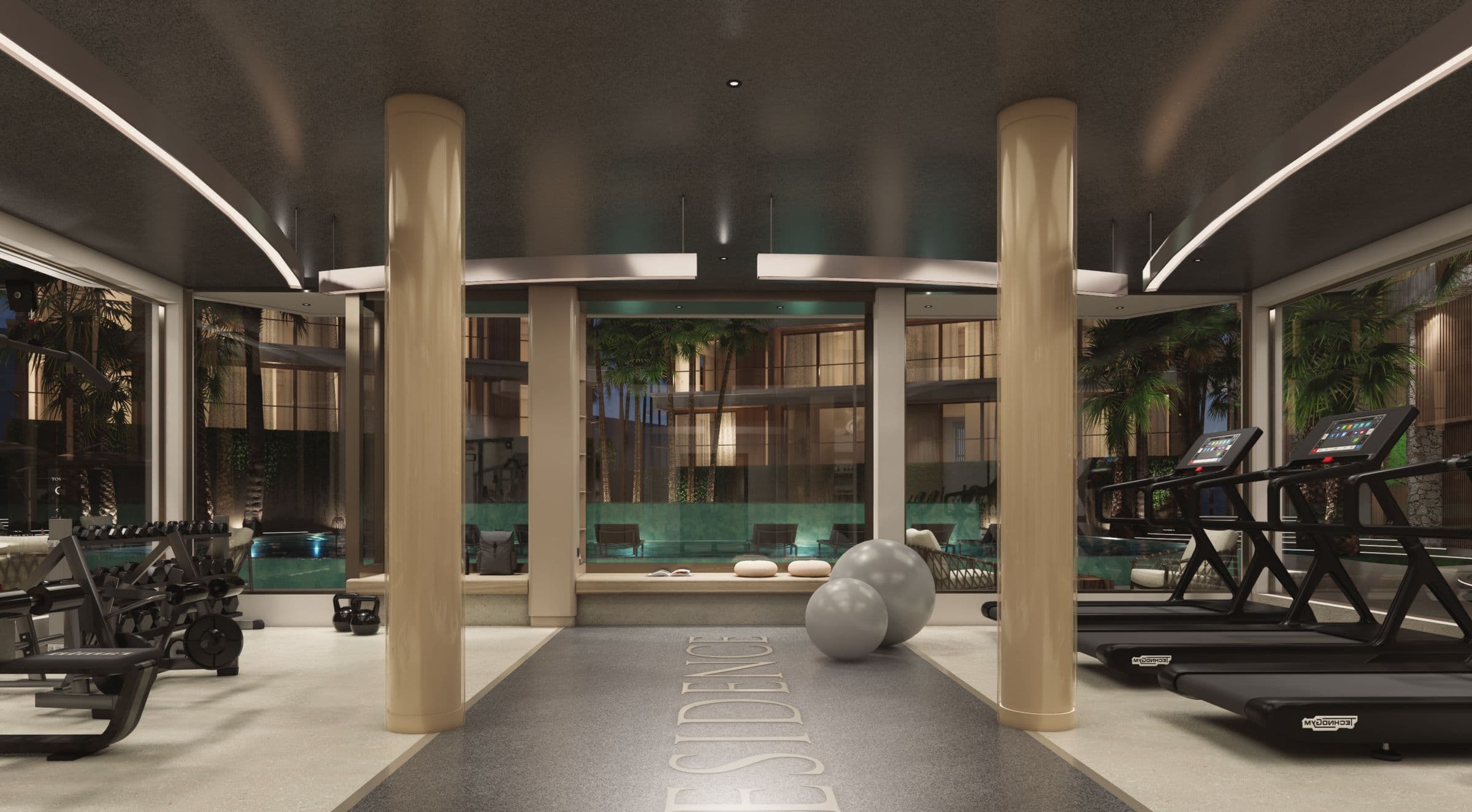 Fitness centre overlooking the pool