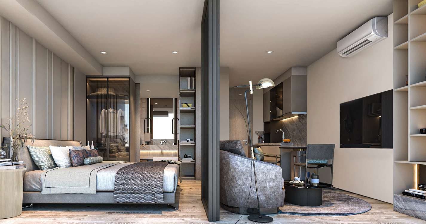 Type A one-bedroom lounge