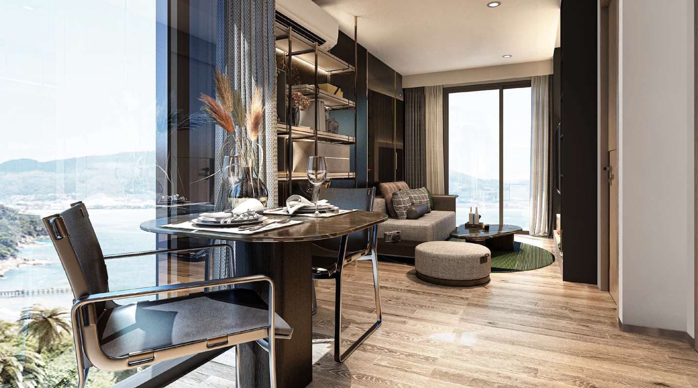 Type C one-bedroom living and dining