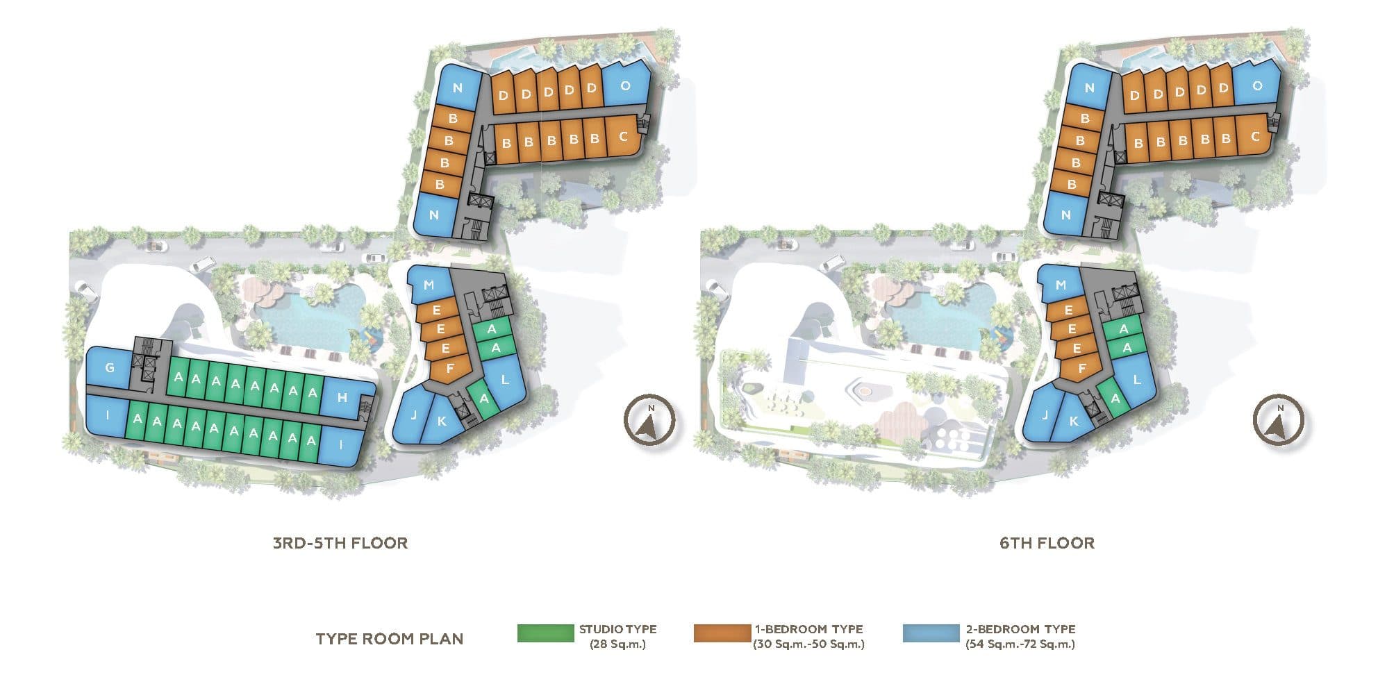 Vibe Residence 3rd–5th and 6th floor unit plans