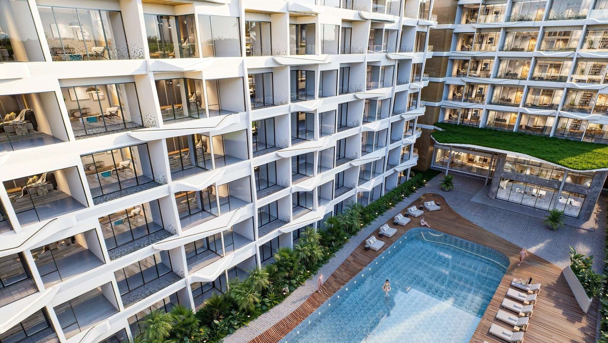 Courtyard pool from above