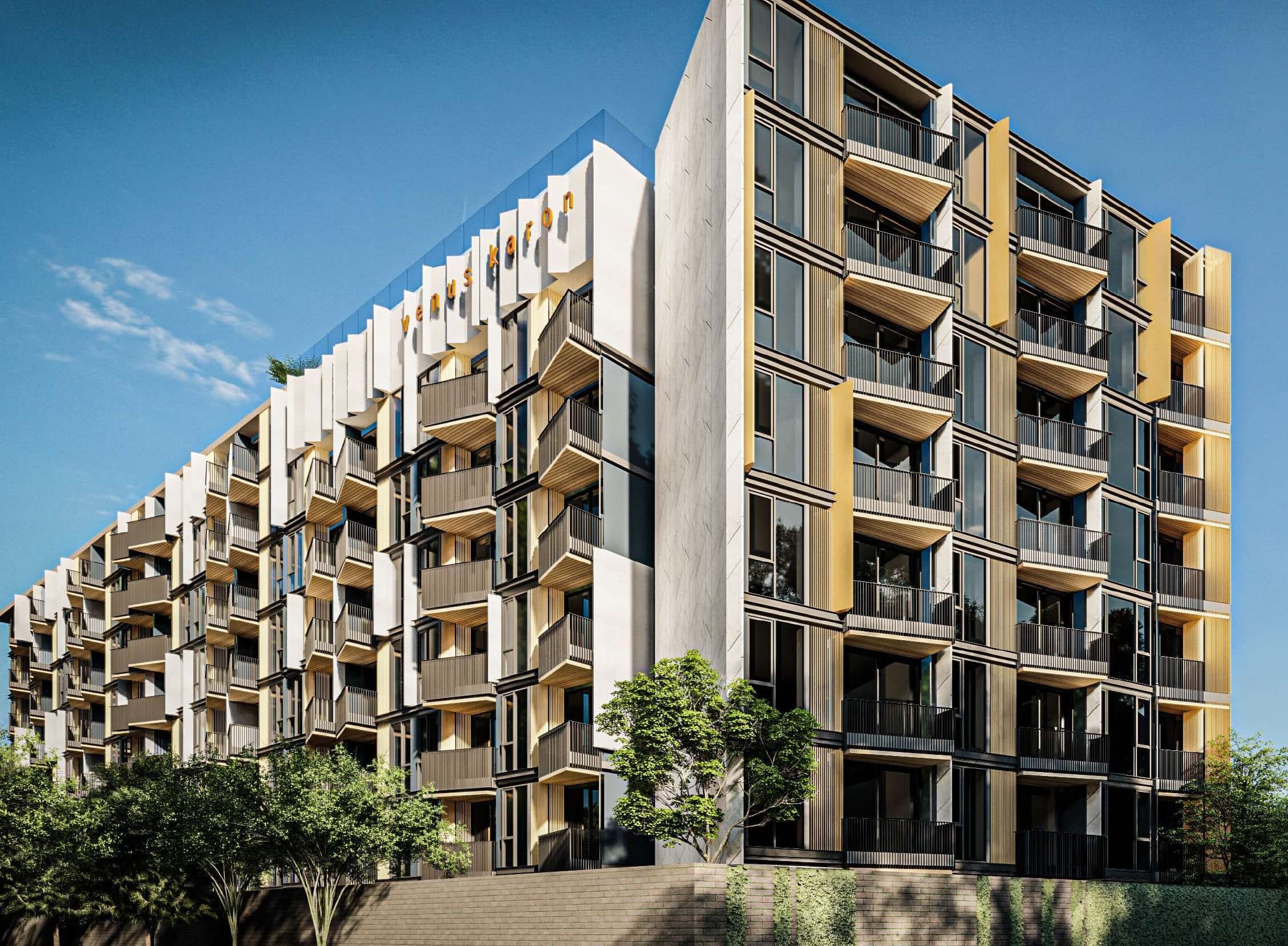 VIP Venus Karon façade with gold screens and private balconies